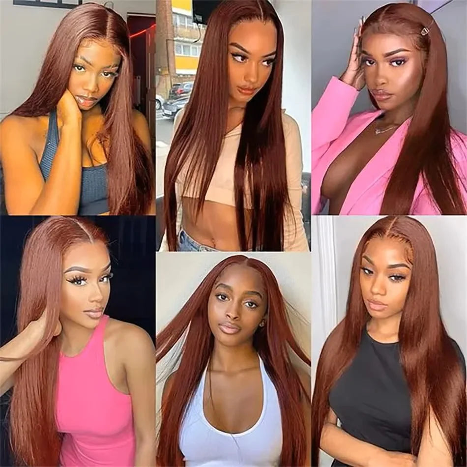 Chocolate Brown Lace Front Wigs Human Hair 200% Density Straight HD Lace Front Wigs Human Hair Pre Plucked with Baby Hair Brown