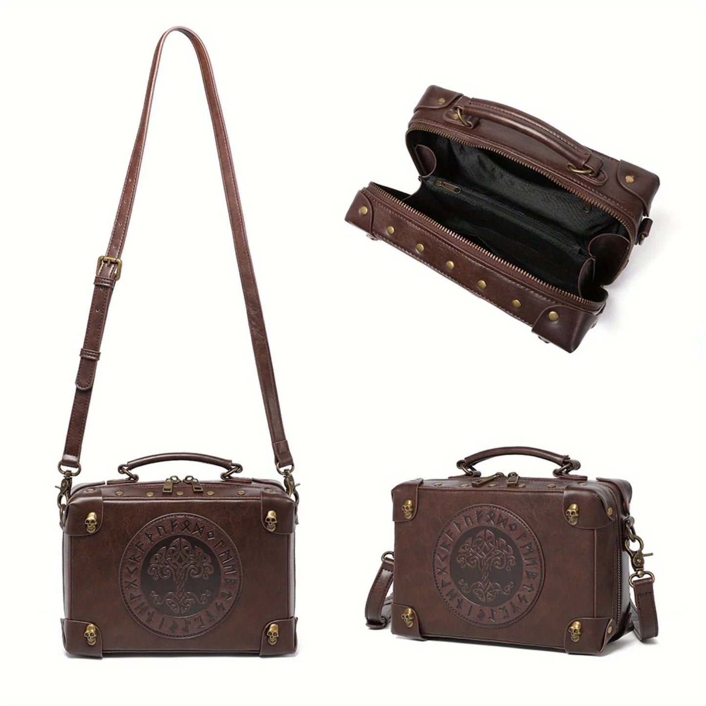 2025 New punk retro style women's shoulder bag, fashionable casual satchel bag clock bag, suitable for daily use