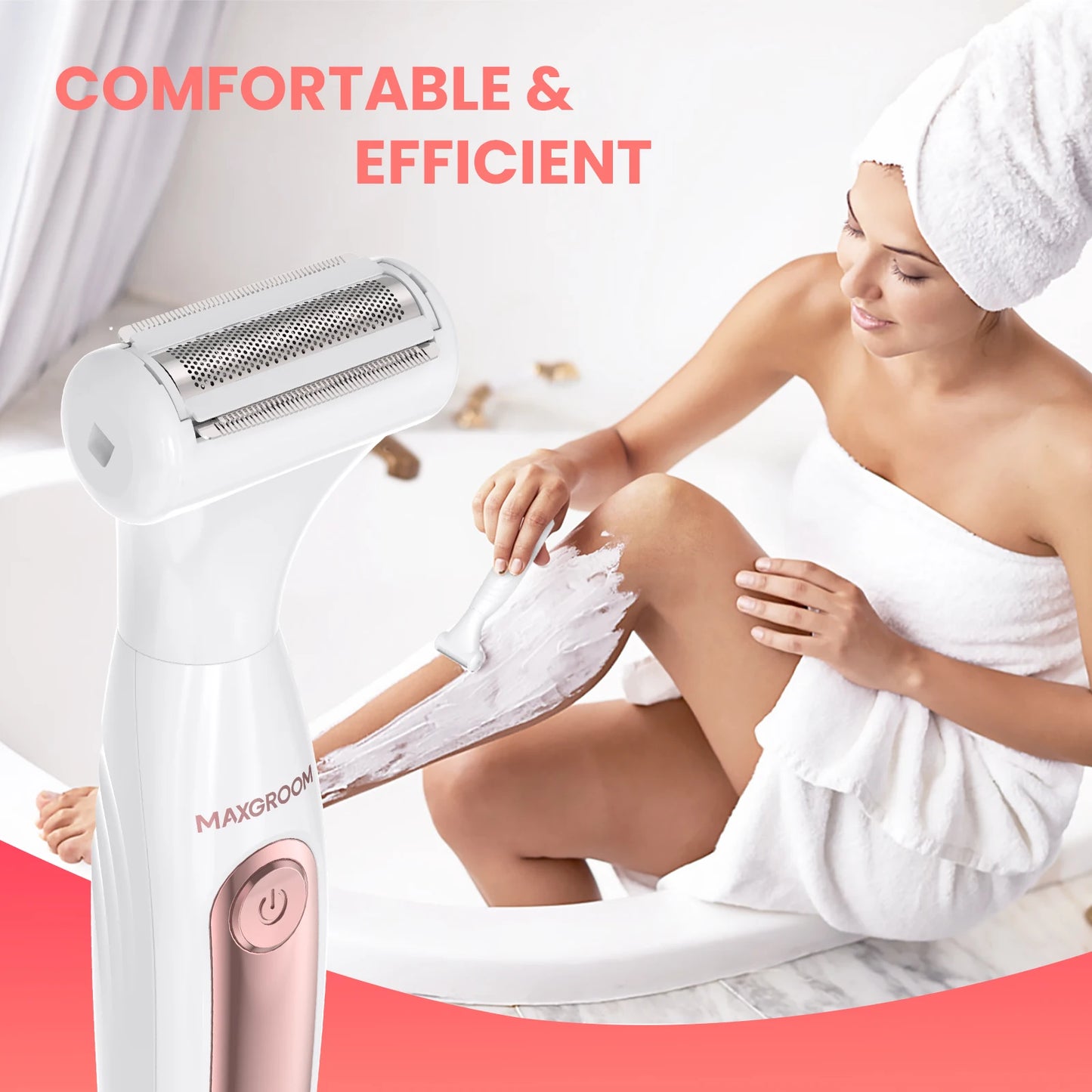 MAXGROOM 4 in 1 Body Hair Trimmer Kit for Women Electric Nose Ear Trimmer Rechargeable Razors for Groin IPX6 Waterproof Epilator