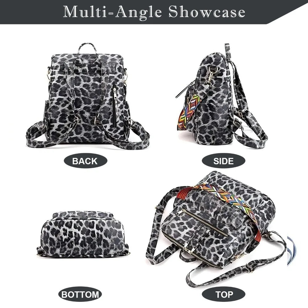 Backpack Purse for Women Fashion Designer Travel Backpack Leather Convertible Shoulder Bags Casual Daypack,Serpentine gray and
