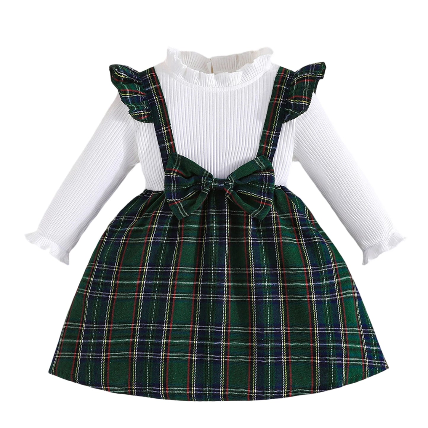 Toddler Christmas Outfit Red and Green Plaid Dress with Matching Headband Festive Holiday Costume for Baby Girl