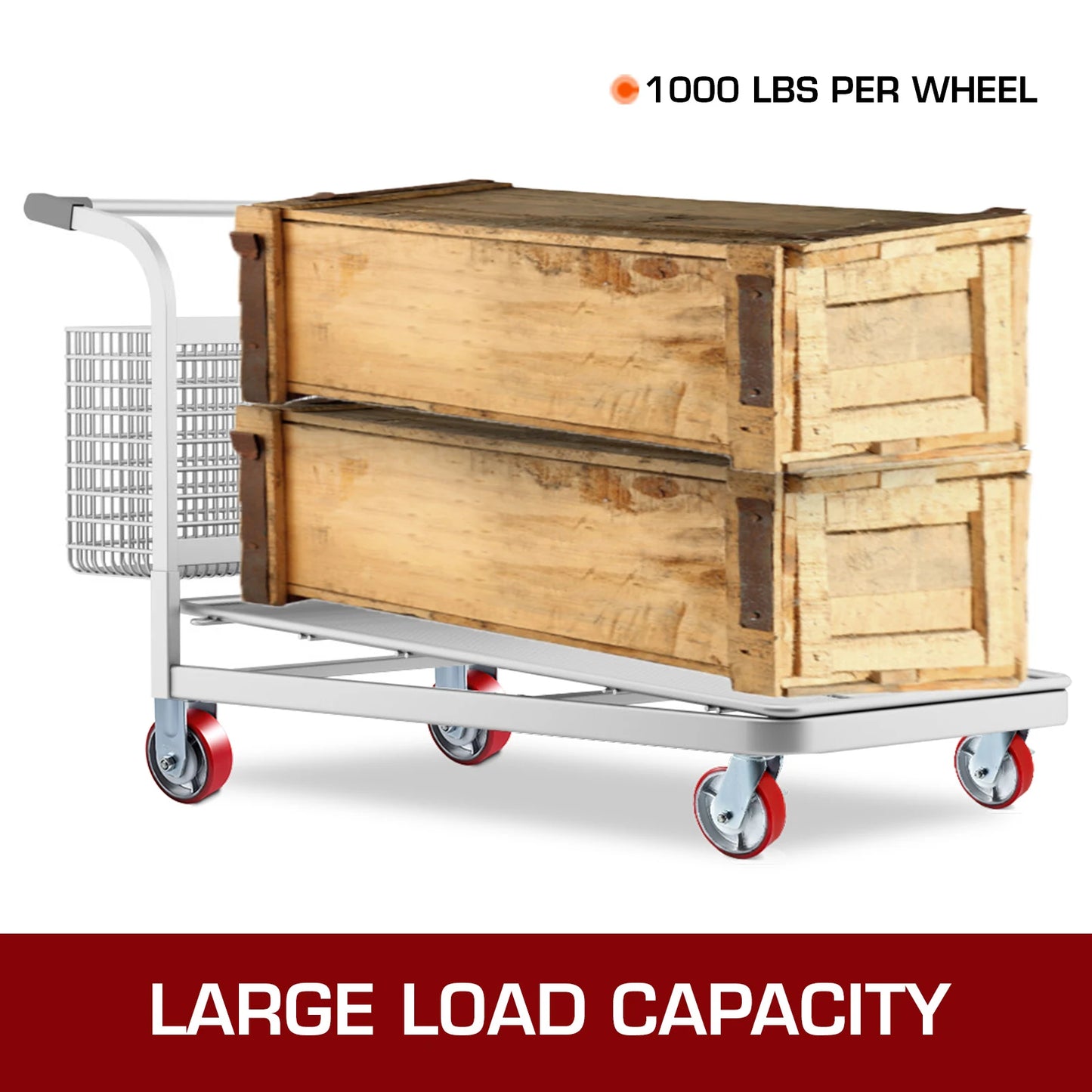 SucceBuy 4 Pack 6"x2" Heavy Duty Iron Core Polyurethane 2 Rigid and 2 Swivel Casters  With Side Brake 1000LBS Capacity Per Wheel