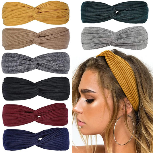 Face wash headband, yoga exercise headband, headband, cross knit thread headband, hair accessory set of 8 pieces