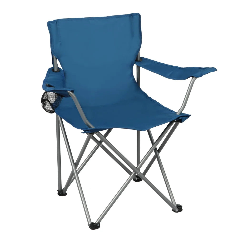 2 Pack Folding Camp Chair with Cup Holder Durable Steel Frame Portable Polyester Fabric Camping Tailgating Outdoor Activities
