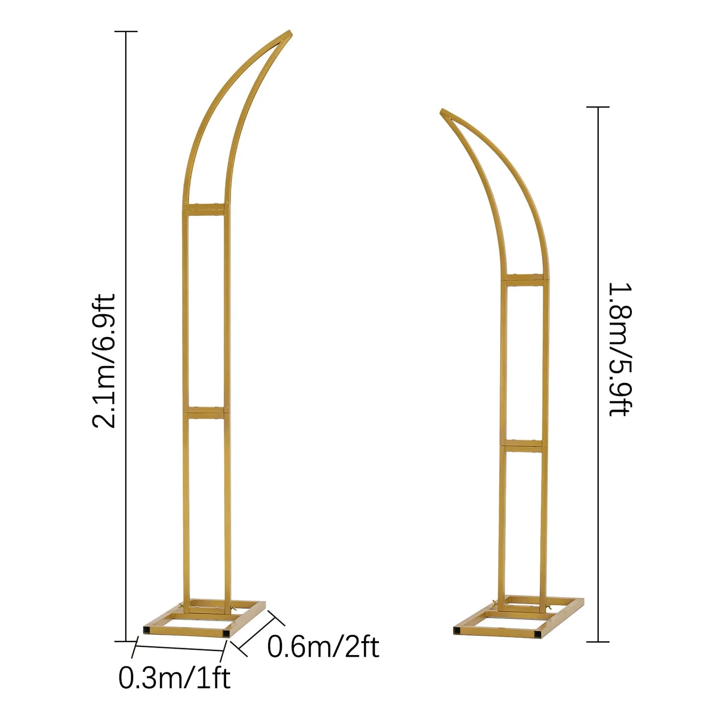 2pcs Curved Wedding Arch Backdrop Stand Balloon Arch for Ceremony Birthday Party Bride Baby Shower 5.9ft,6.9ft Half Moon Stand
