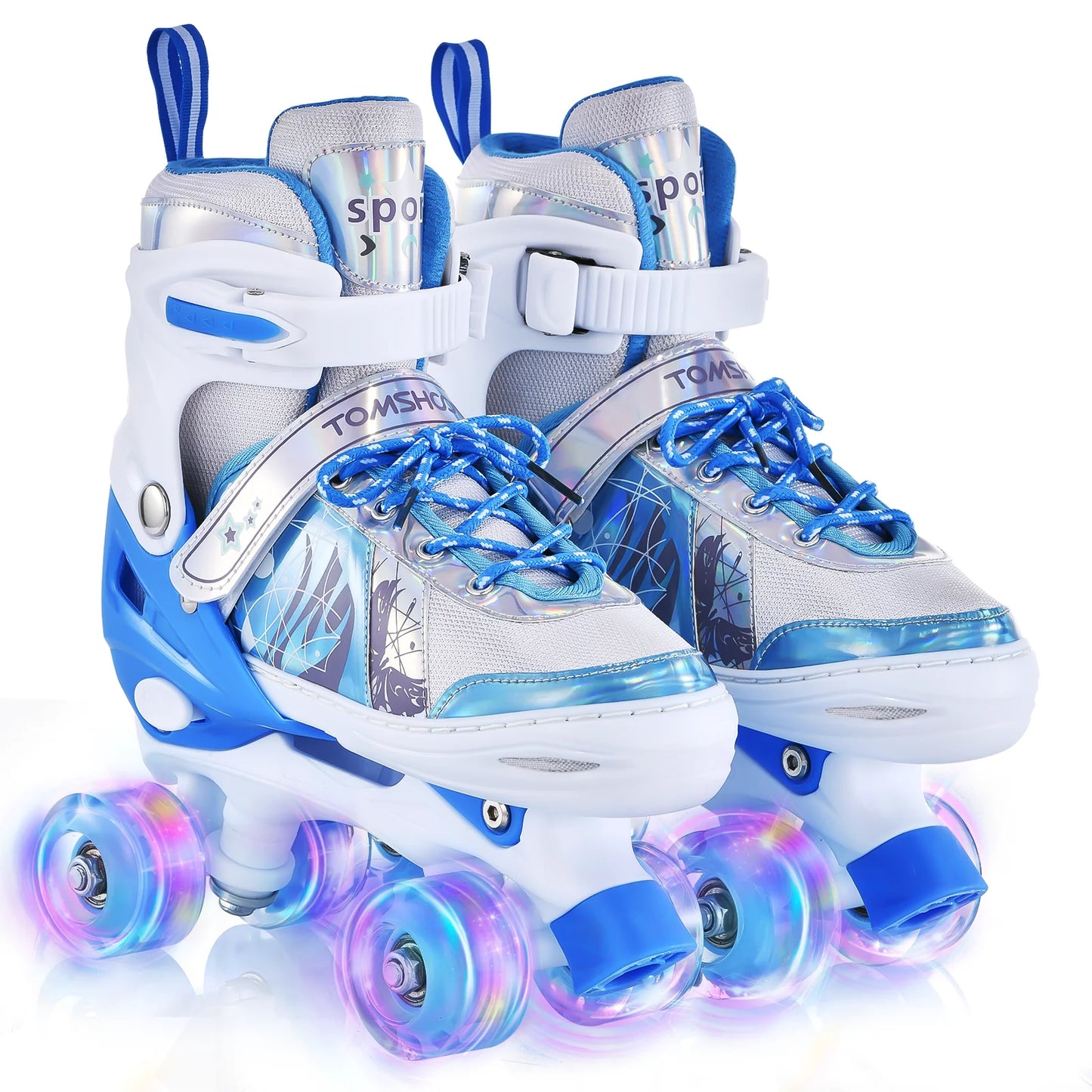 Roller Skates for Girls Boys for Kids 4 Size for Children of Different Ages Adjustable Light Up LED Luminous Wheels