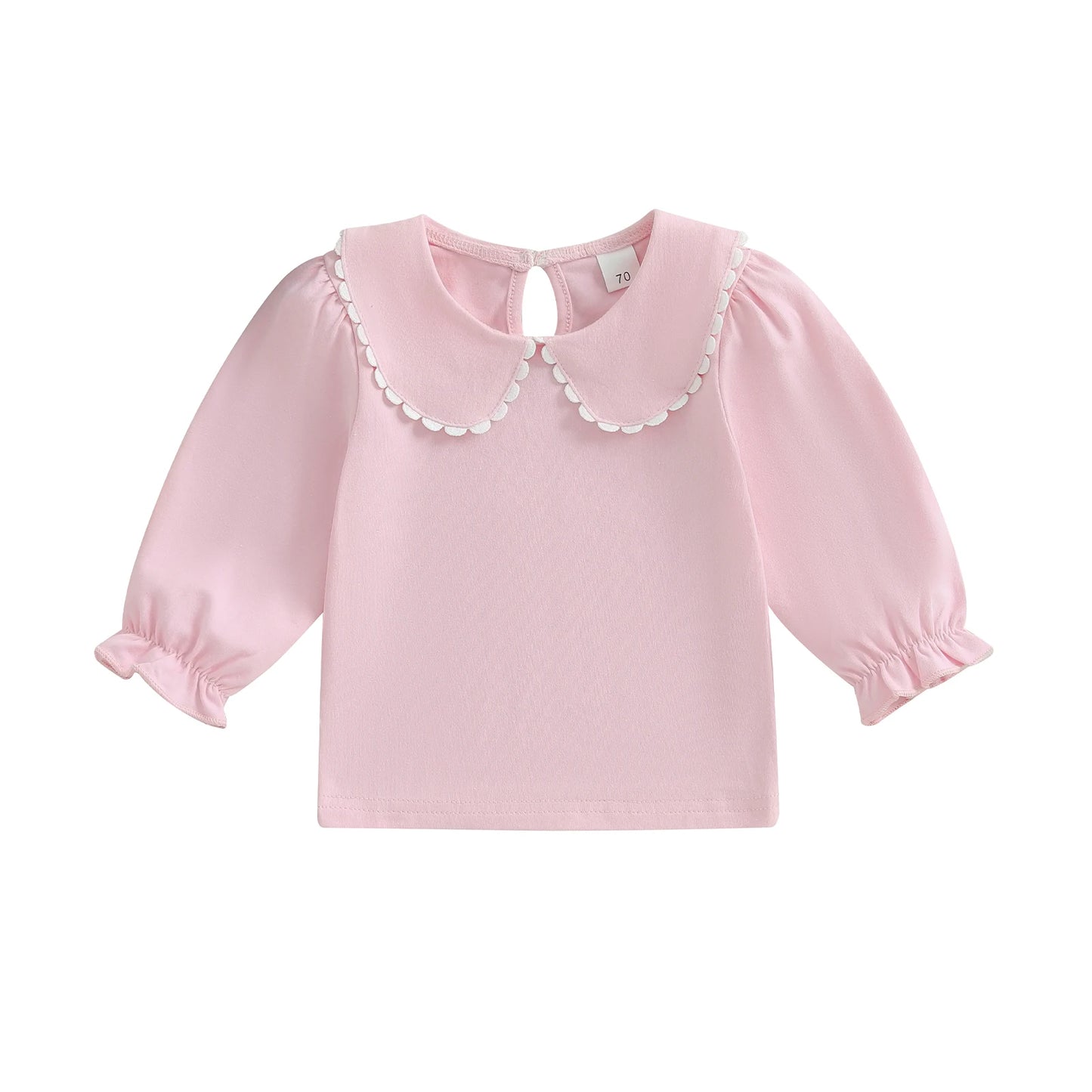 Autumn Kids Toddler Girls Fall T-Shirt Solid Doll Collar Long Sleeve Loose Fit Tops Spring Clothes
