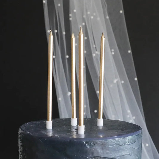 Creative Decoration Straight Party Atmosphere Candle Tapered Elegant Gold Cake Candles Suitable For Birthday Party Wedding