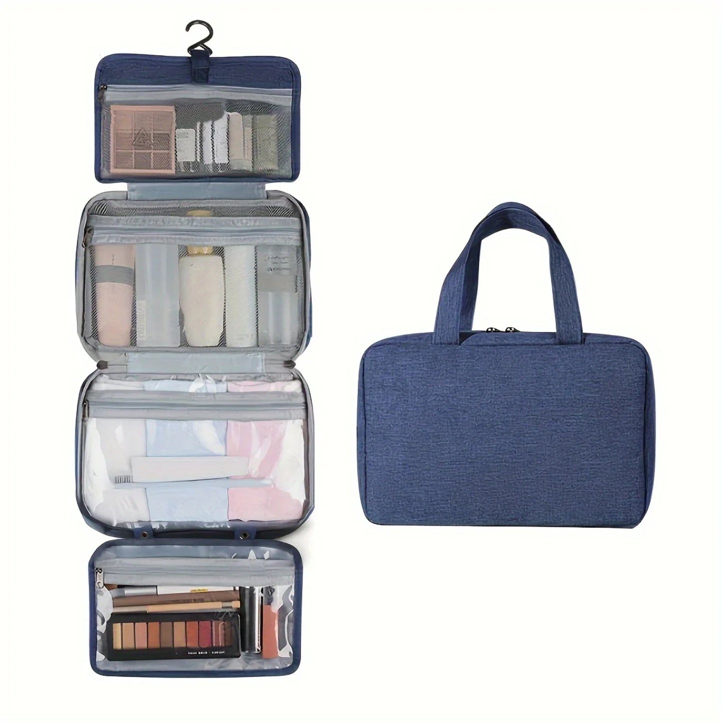 Portable Travel Toiletry Bag with Hanging Hook - Foldable Makeup  Bag for Dry and Wet Separation - Convenient and Compact Wash B
