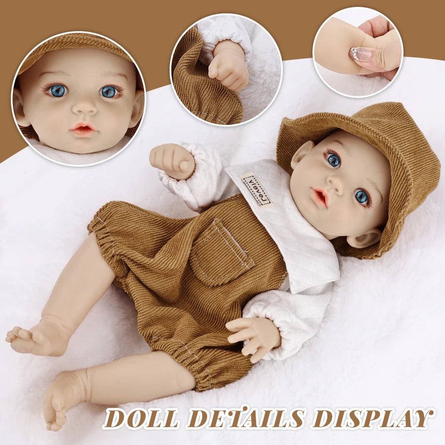 12inch Baby Doll Cute Madeup Doll 3D Bule Eyes Full Vinyl Body Dress Up Fashion Clothes DIY Soothing Kids Toys For Girl Gift