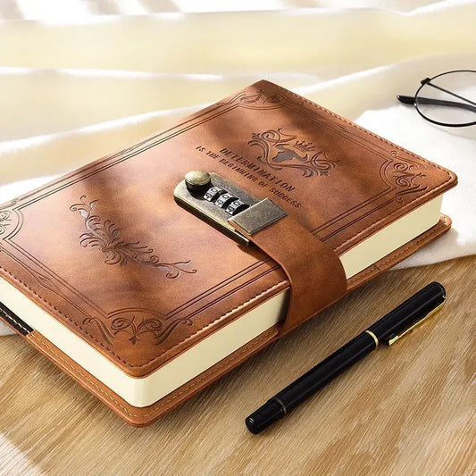 A5  Retro Password Book with Lock Diary Thickened Creative Hand Ledger Student Notepad Stationery Notebook Binder