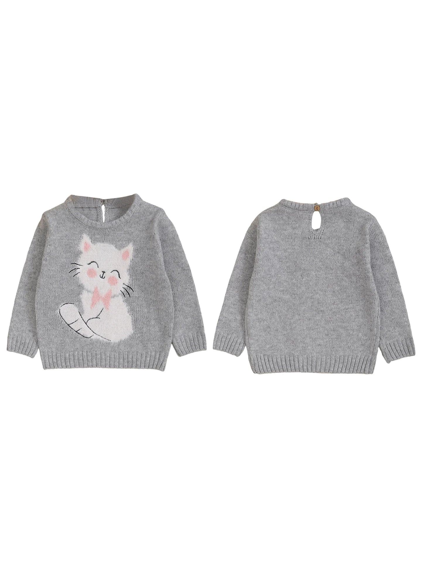 Adorable Baby Girls Long Sleeve Sweater with Playful Bunny Design Cozy Toddler Pullover Knitwear for Cold Weather Outfits