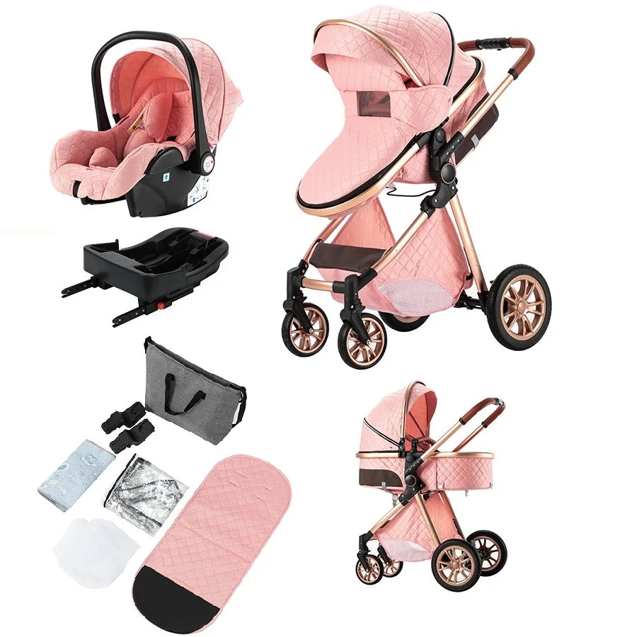 Baby Stroller 3 in 1Baby Carriage Pram Pushchair Pram for 0-3 Years Old Baby Car Seats with Isofix for Baby Newborns Children
