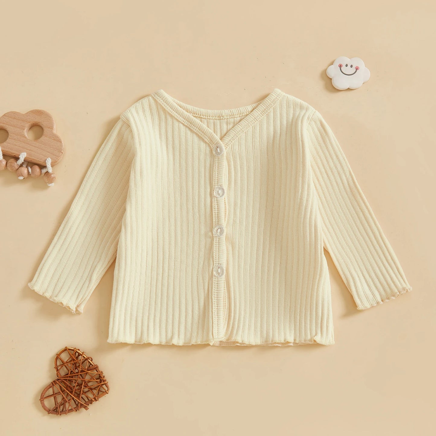Infant Girls Cozy Knitted Cardigan with Button Front Closure Long Sleeves and Solid Color Design for Warmth and Style