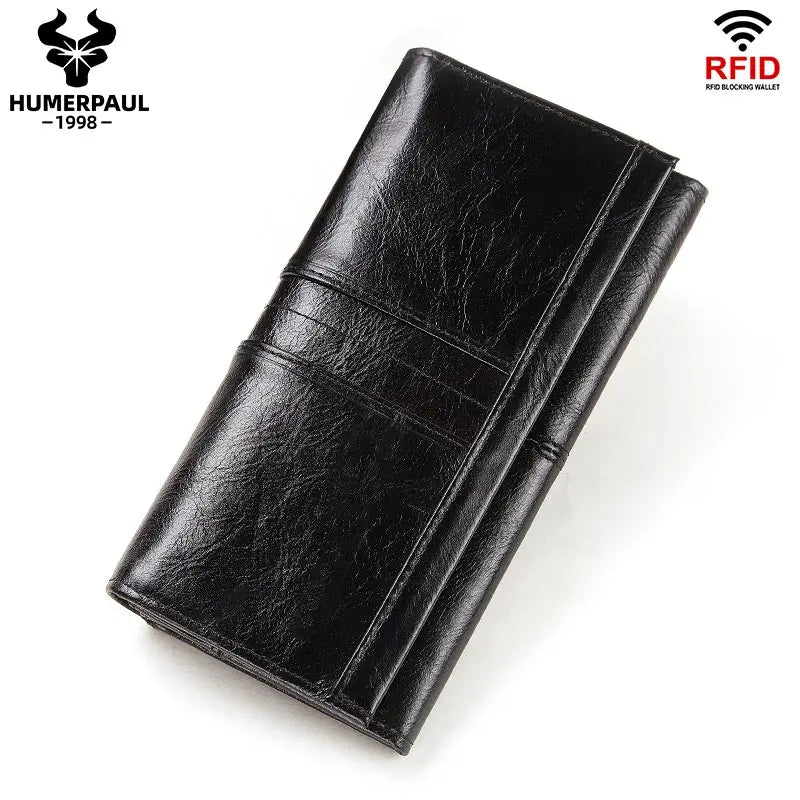 HUMERPAUL Genuine Leather Fashion Wallets For Women Long Clutch Money Bag With Phone Pocket High Quality Credit Card Holder RFID