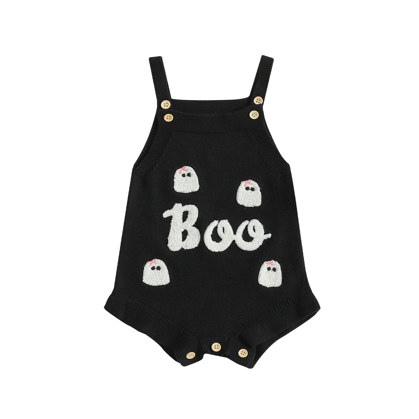 Adorable Toddler Halloween Costume Cute Pumpkin Patch Embroidery Round Neck Sleeveless Ruffle Romper Jumpsuit for Girls