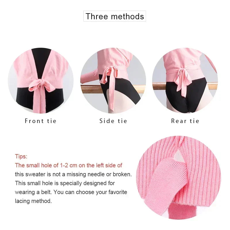 Spring Autumn Wrap Ballet Sweater Cardigans for Girls Kids Soft Knitted Dance Leotards Crossover Warm Ballet Coats