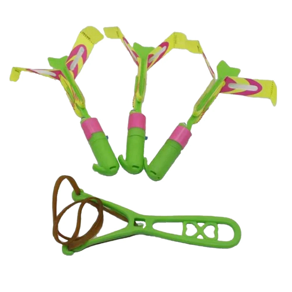 Slingshots Rocket Launcher 10Pcs LED Arrow Helicopters + 10Pcs Launchers Flying  Luminous Slingshot  for Kids Boys Girls