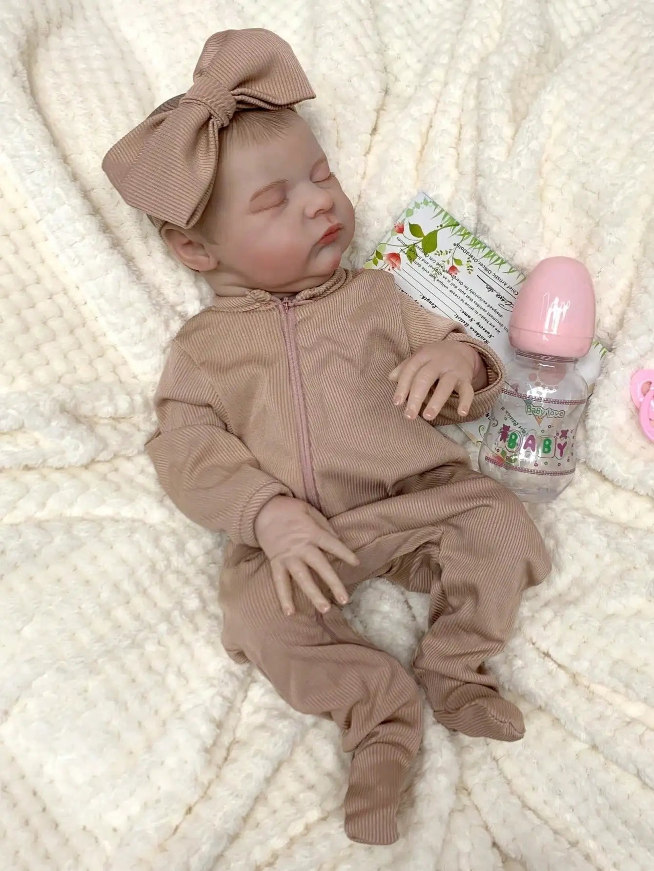 17.32 Inch Sleeping Reborn Baby Laura Doll - Realistic Girl with Simulated Details, Showerable, Painted Hair & Visible Veins