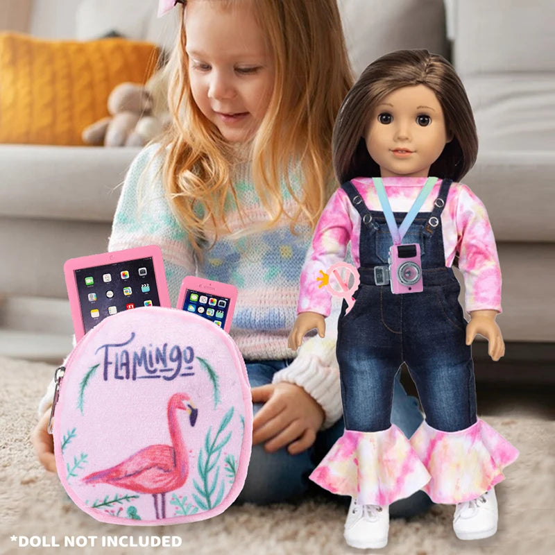 16-18Inch Doll Clothes Jeans jumpsuit for American Girl Doll Camera Phone Accessories Fashion New Baby Born Suit Doll Girl Gift