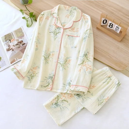 2025 Winter Women's Pajamas100% Cotton Plus Size Pajamas Flower  Printing Household Women's Pajamas Loungewear Autumn Sleepwear