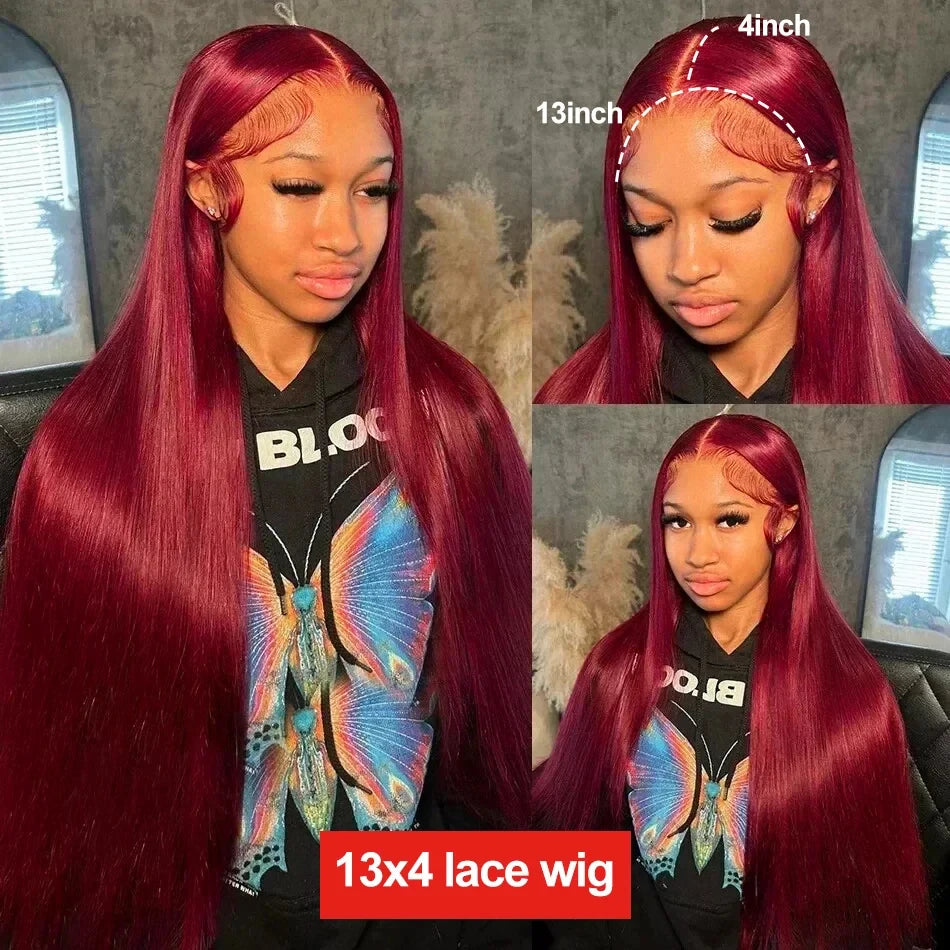 13x6 Hd Lace Front Human Hair Wig straight Brazilian Human Hair Wigs Burgundy 13x4 Transparent Hd Lace Frontal Wig for Women