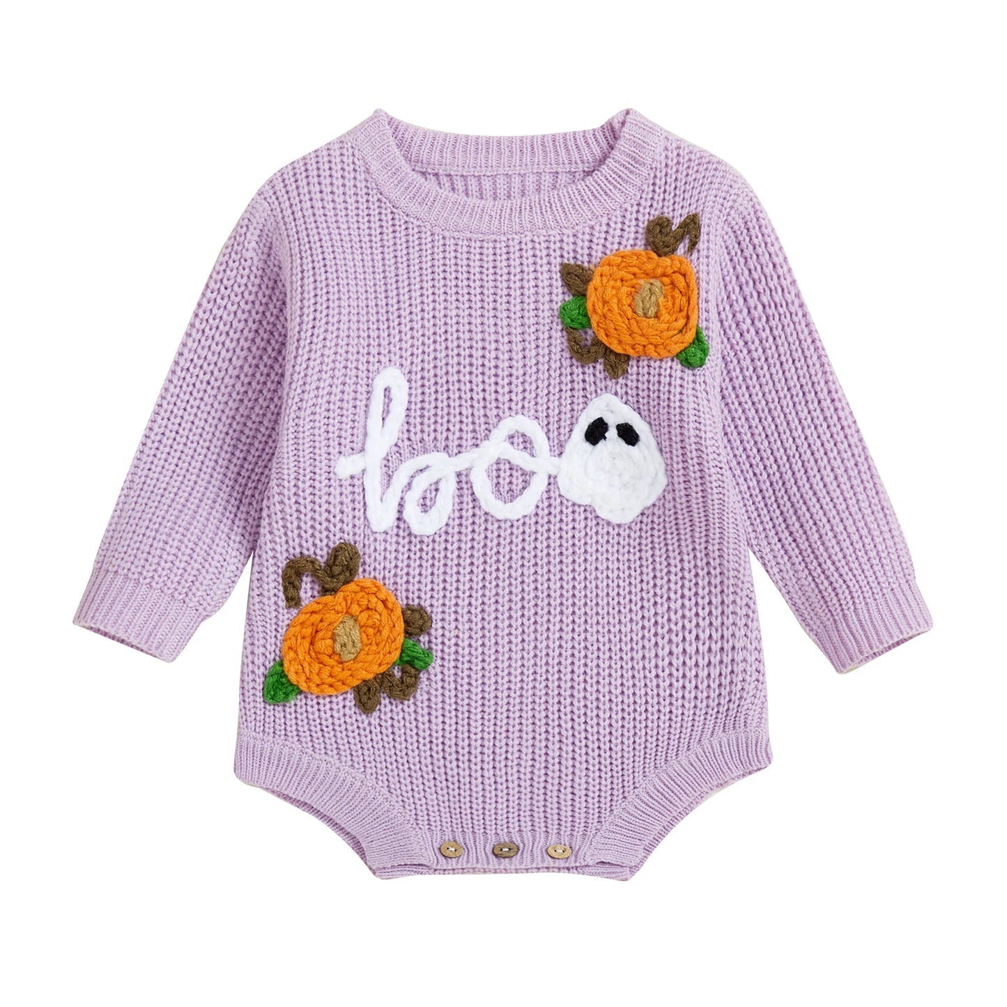 Infant Toddler Halloween Costume Jumpsuit with Spooky Bat Print Long Sleeve Knit Bodysuit Newborn Fall Playsuit for Boys Girls