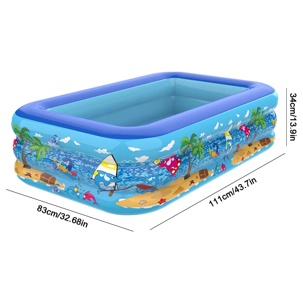 Inflatable Swimming Pool Indoor Outdoor PVC Swimming Pool Cartoon Pattern Thickening Swimming Pools for Toddler Kids Bathtub