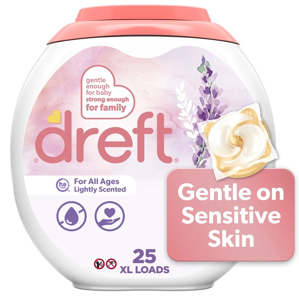 Hypoallergenic Baby Laundry Detergent XL Pacs Sensitive Skin Stain Remover Lavender Scent Gentle Formula 25 Count Pack
