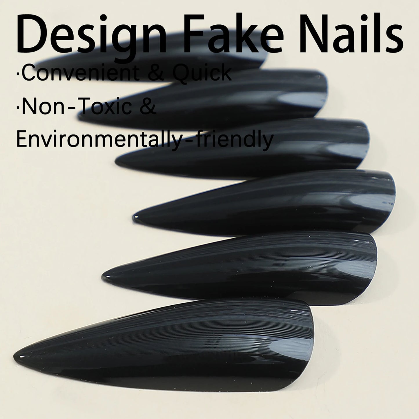 Black stiletto Press On Nails Tips Fake Nail Ultra-long Reusable Long Lasting Artificial Nail art for Hand Decoration Nail Art