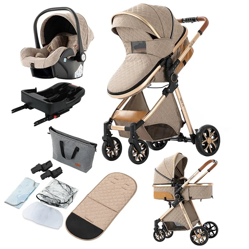 Baby Stroller 3 in 1Baby Carriage Pram Pushchair Pram for 0-3 Years Old Baby Car Seats with Isofix for Baby Newborns Children