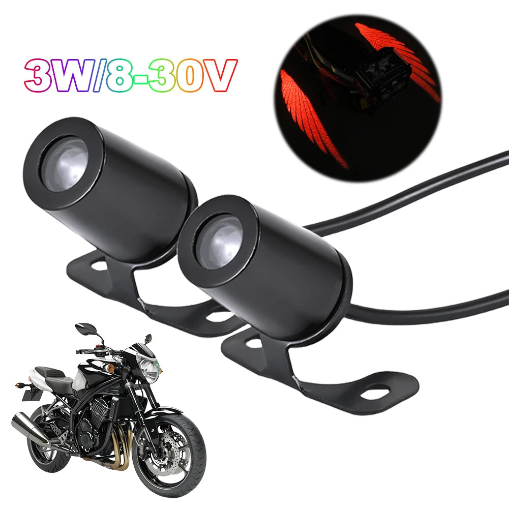 2Pcs LED Welcome Light For Motorcycle Angel Wings Projection Lights 8-30V Motorcycle Modified Decorative Light Wing Laser Lights