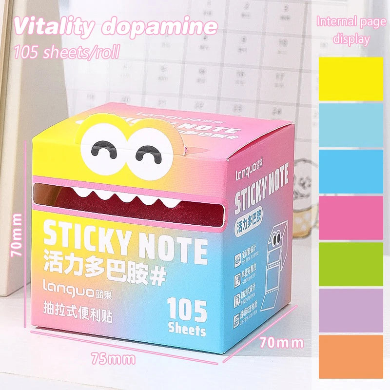 105Sheets Pull-out Sticky Notes Portable Sticky Notes Transparent Colorful Sticky Notes Waterproof Self-Adhesive Sticky Notes