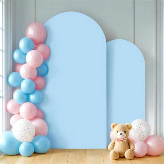 Baby Blue Wedding Arch Cover 6.6ET × 4FT 2-Sided Spandex Fitted Arch Backdrop Frame Cover for Birthday Party Baby Shower Decor