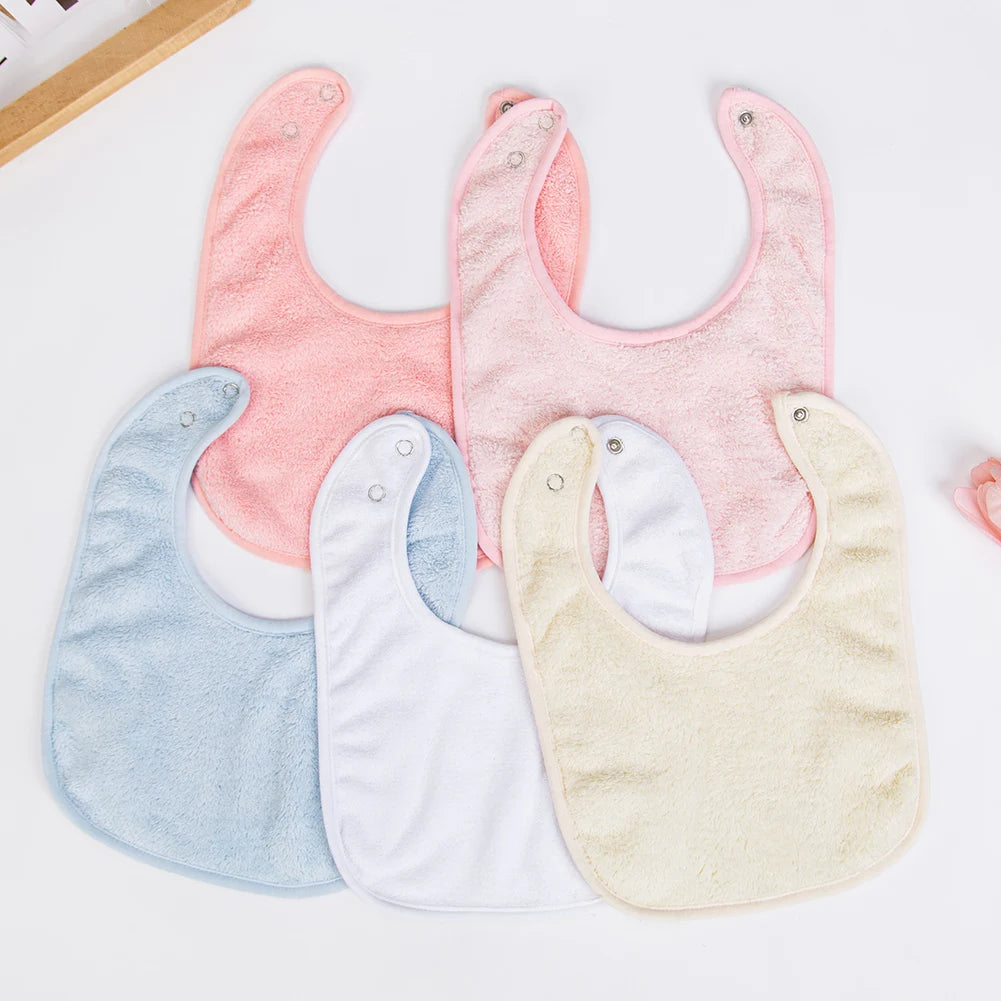 Solid Terry Towel Baby Bibs Sweet Cotton Saliva Towel Adjustable Korean Kids Boys Girls Pocket Bandanas Feeding Burp Clothes