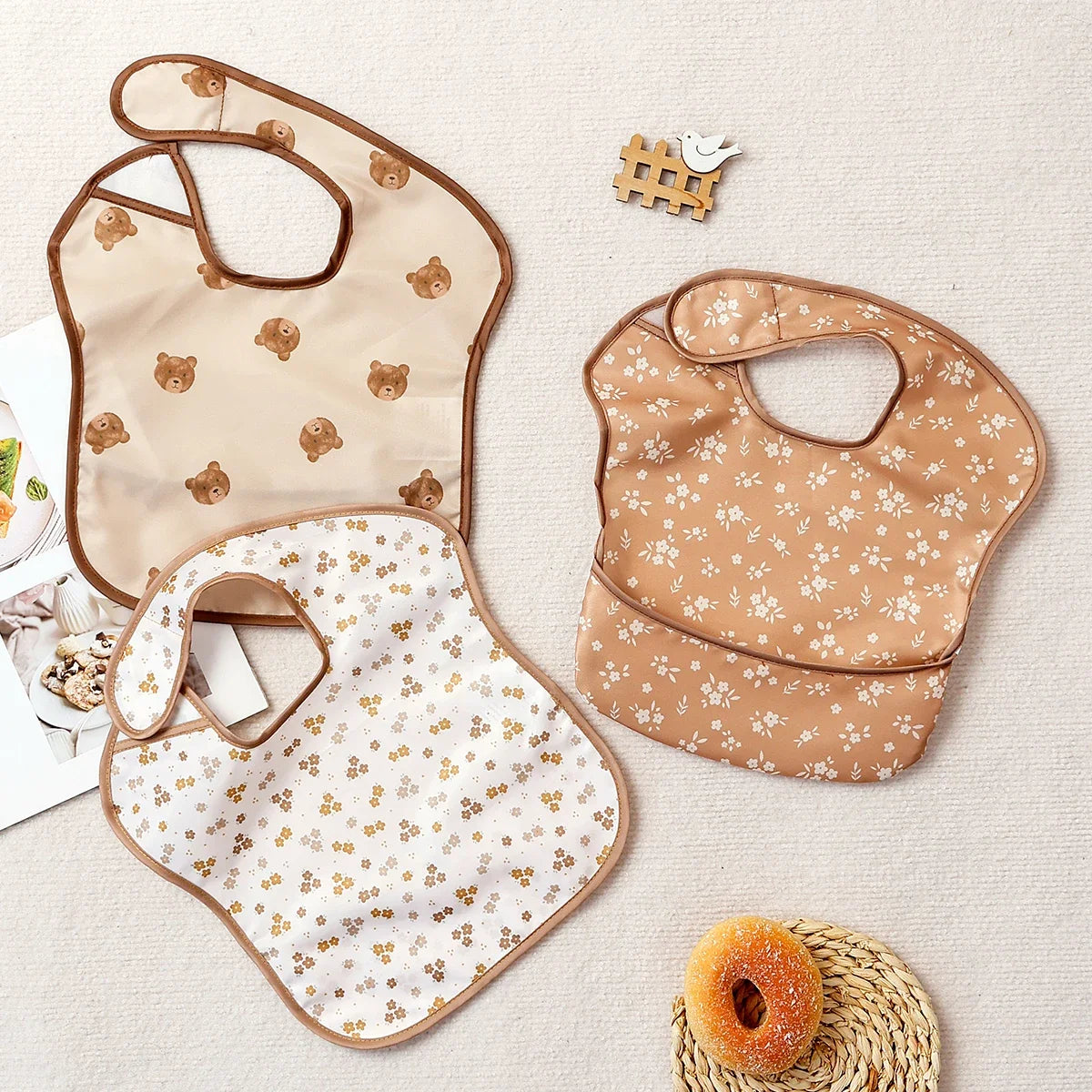 3pcs Set Waterproof Baby Sleeveless Feeding Bib Fashion Full Body Cover