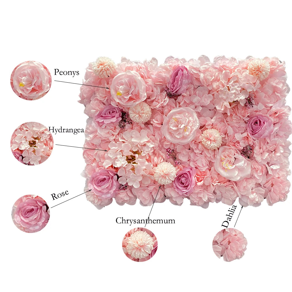 Aritificial Silk Rose Flower Wall Panels Wall Decoration Flowers for Wedding Baby Shower Birthday Party Photography Backdrop