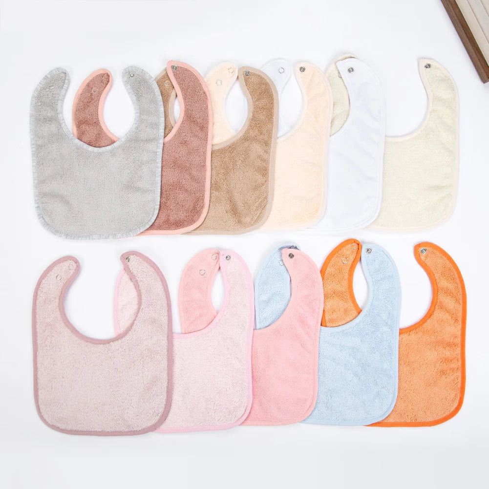 Solid Terry Towel Baby Bibs Sweet Cotton Saliva Towel Adjustable Korean Kids Boys Girls Pocket Bandanas Feeding Burp Clothes