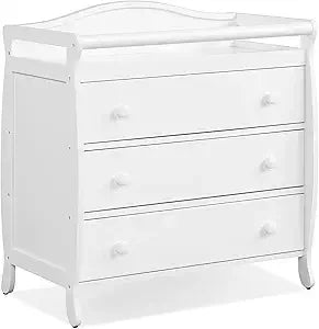 Costzon 3-Drawer Changing Table, Infant Diaper Changing Station with Drawers, Safety Rails & Strap, Baby Changing Table Dresser