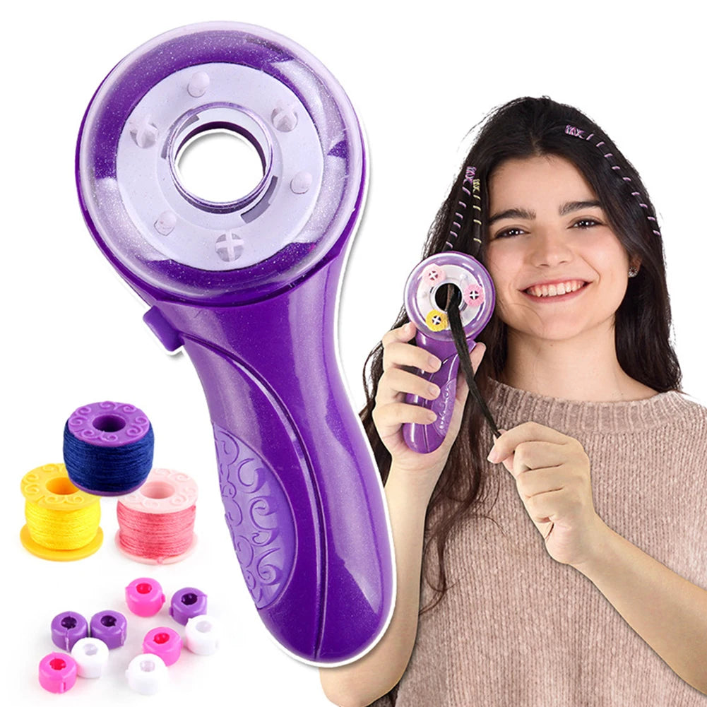Hair Braider Machine Automatic Hair Braider Salon  with Hair Hook Rubber Band Electric Hair Braider Funny Gift for Teen Girls