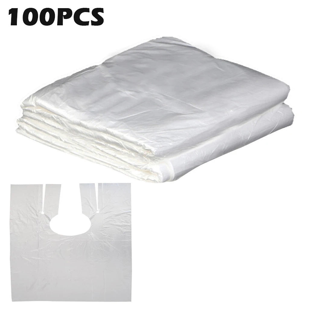 100PCS Disposable Hairdressing Cape Haircutting Hairstyling Transparent Barber Cloak Hair Dyeing Shawl