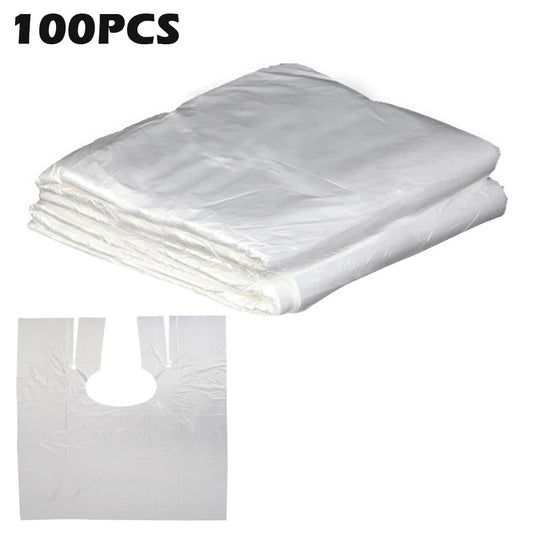 100PCS Disposable Hairdressing Cape Haircutting Hairstyling Transparent Barber Cloak Hair Dyeing Shawl