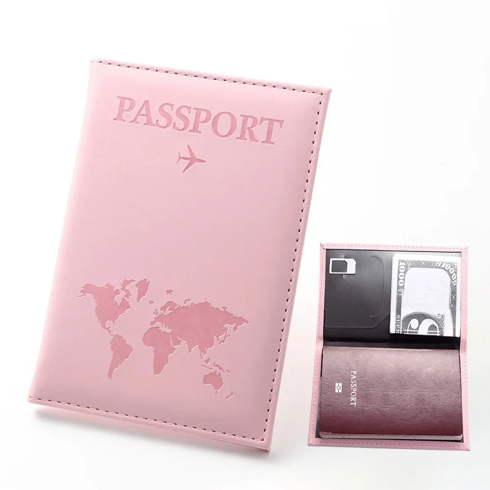Women Men Vintage Business Passport Covers Holder Multi-Function ID Bank Card PU Leather Wallet Case Travel Accessories