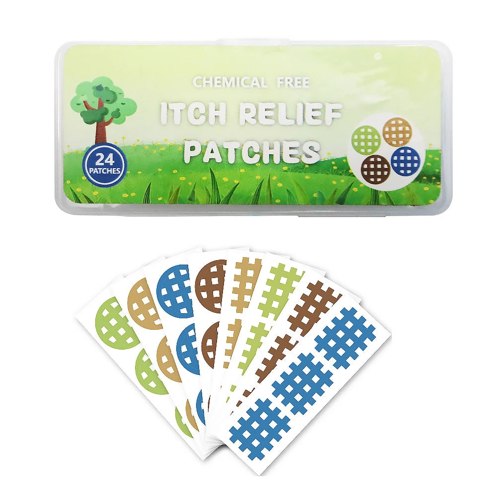 24 Patches Bug Bite Itch Relief Patch Natural Mosquito Bug Bite Remover Chemical Free for Travel Hiking Camping Patio Activities