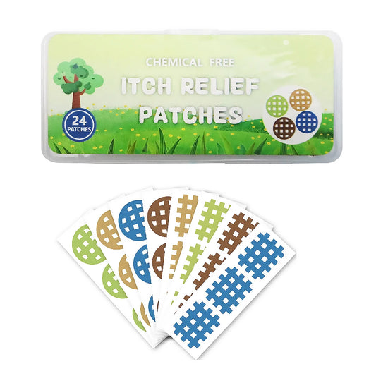 24 Patches Bug Bite Itch Relief Patch Natural Mosquito Bug Bite Remover Chemical Free for Travel Hiking Camping Patio Activities