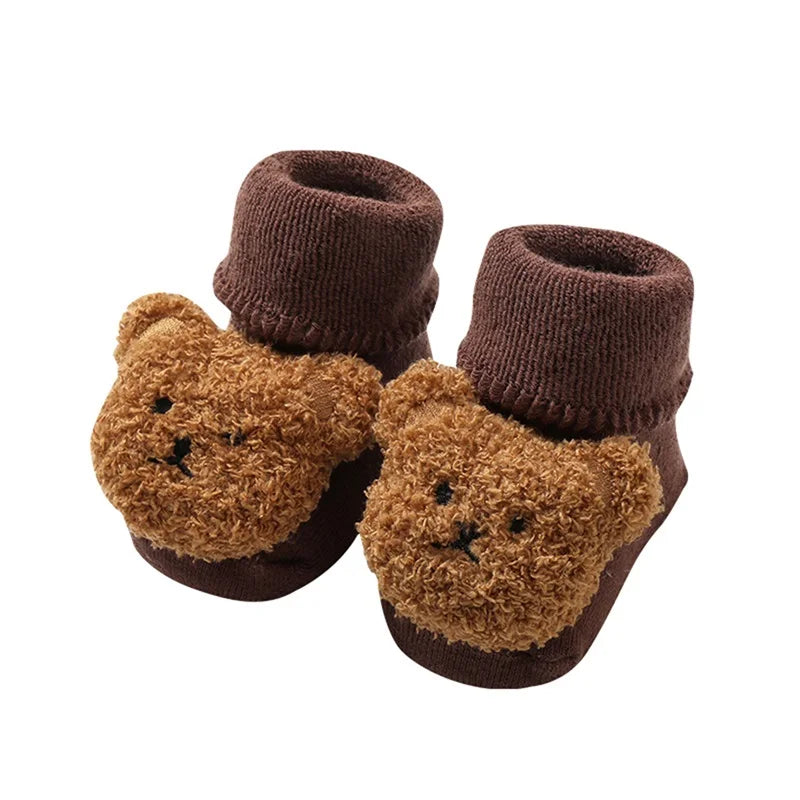 Cute Toddler Fleece Lined Slipper Socks with Non-Slip Grips for Boys and Girls - Cozy Winter Socks for Infants and Babies