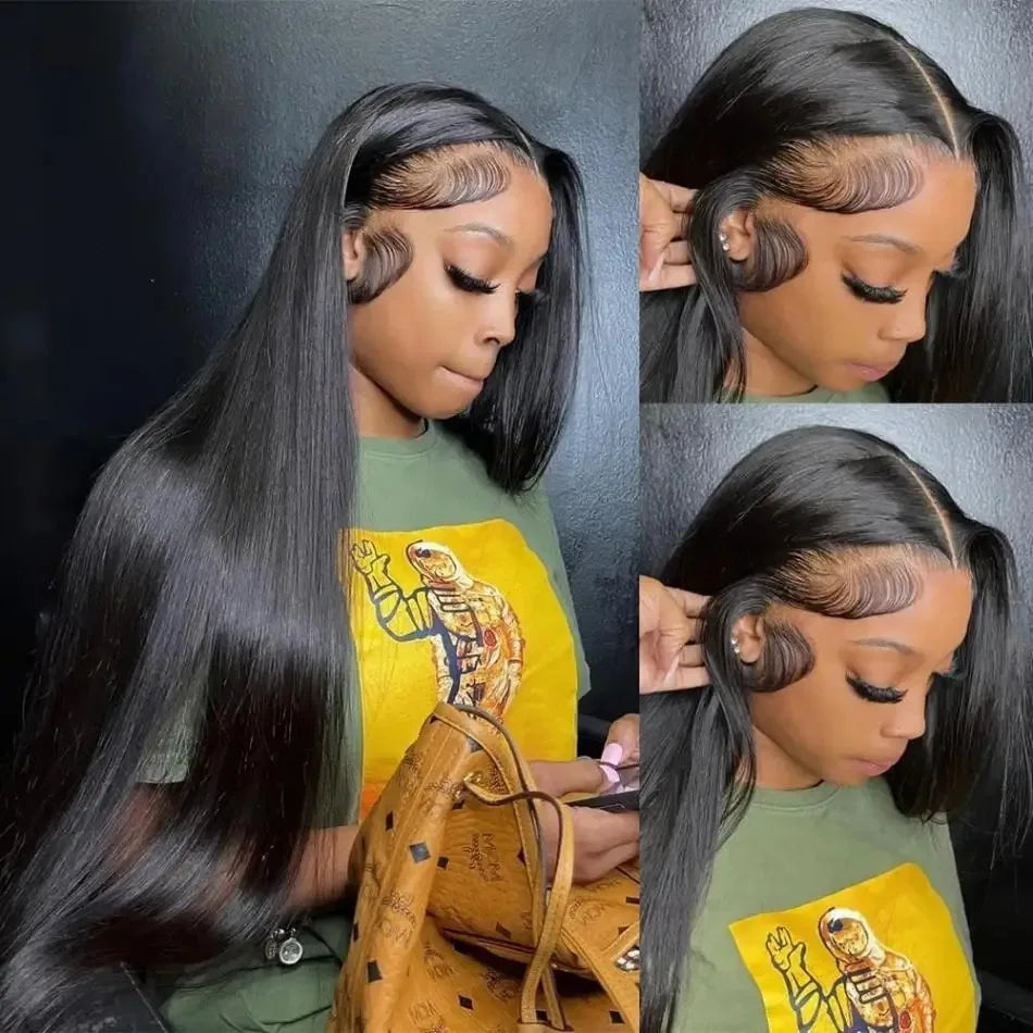 42 Inch 13x6 Bone Straight HD Lace Frontal Wigs 13x4 Transparent Lace Front Brazilian Pre Plucked Human Hair Wig For Black Women