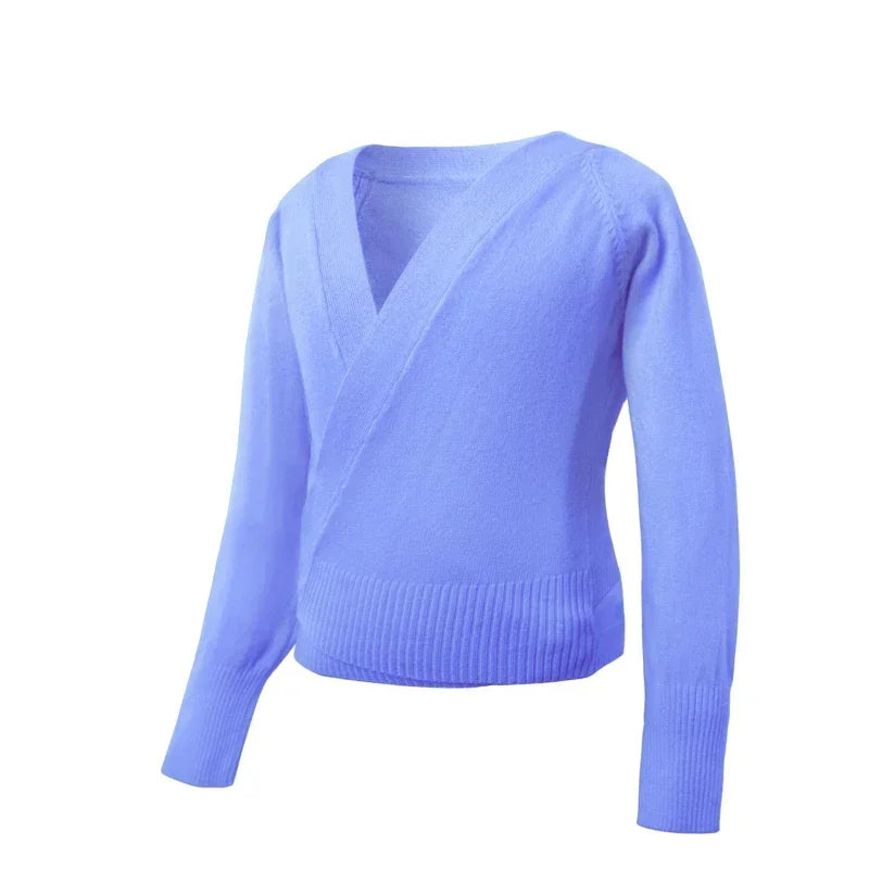 Spring Autumn Wrap Ballet Sweater Cardigans for Girls Kids Soft Knitted Dance Leotards Crossover Warm Ballet Coats