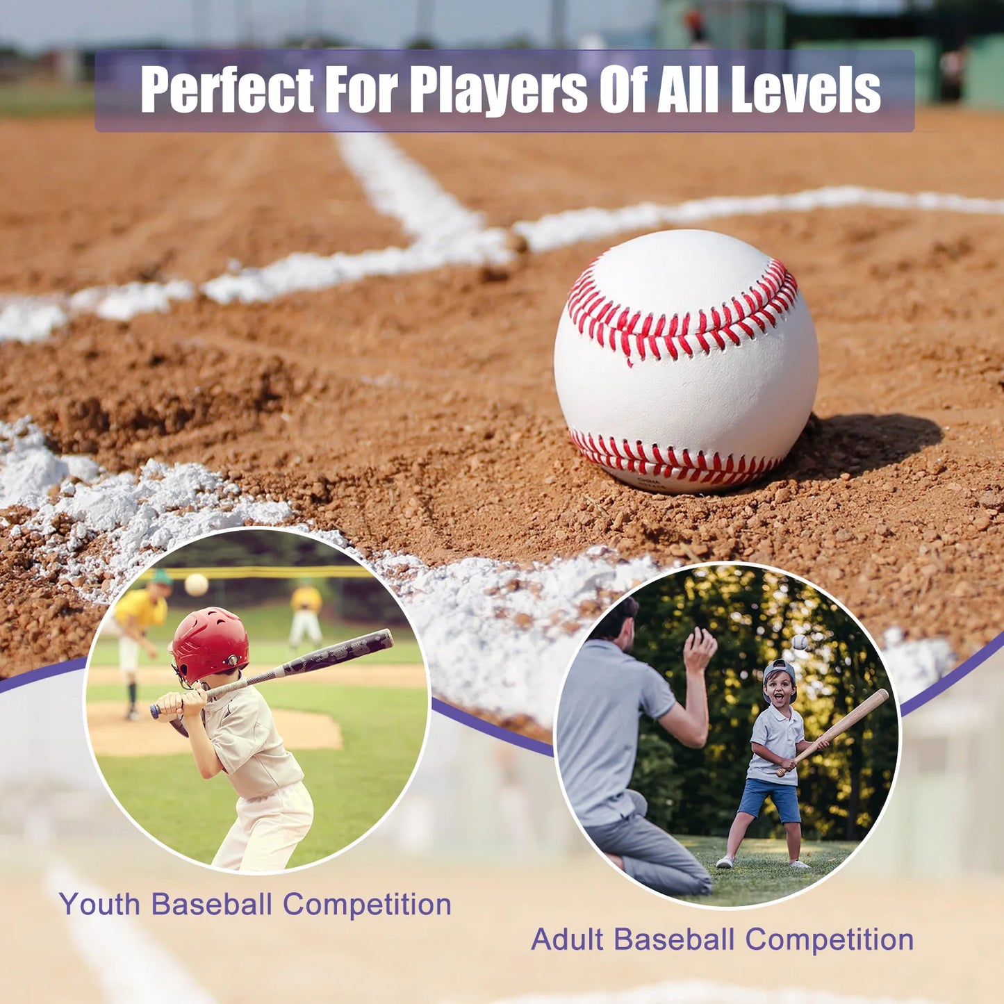 9 Inch Baseball Hard Baseballs Bulk Standard Size Adult Leather Practice Training Baseball Unmarked Baseballs for Pitching 6pcs